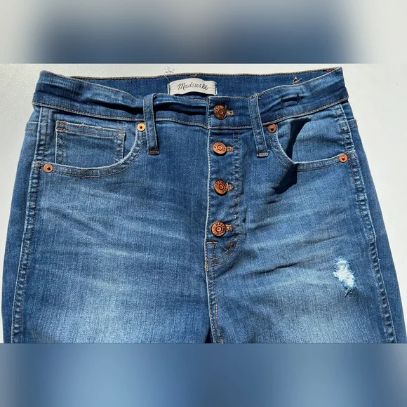 Madewell Women's Distressed Skinny Jeans - Blue - Picture 2 of 10